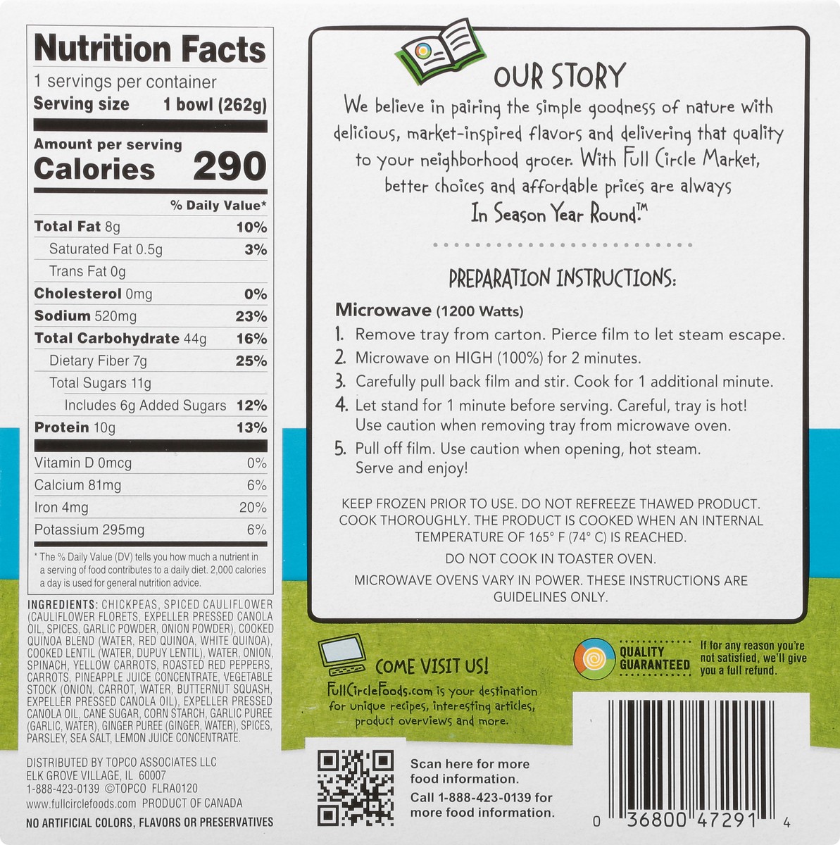 slide 12 of 13, Full Circle Market With Chickpea & Spiced Cauliflower Moroccan Style Power Bowl 9.24 oz, 9.24 oz