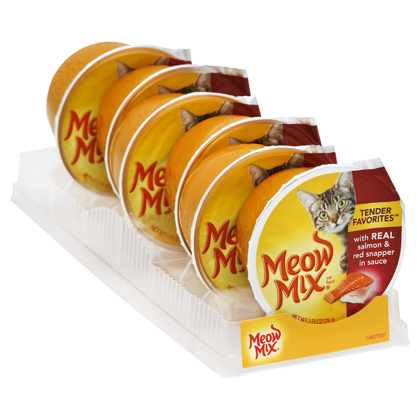 slide 1 of 1, Meow Mix Tender Favorites Salmon & Red Snapper In Sauce, 1 ct