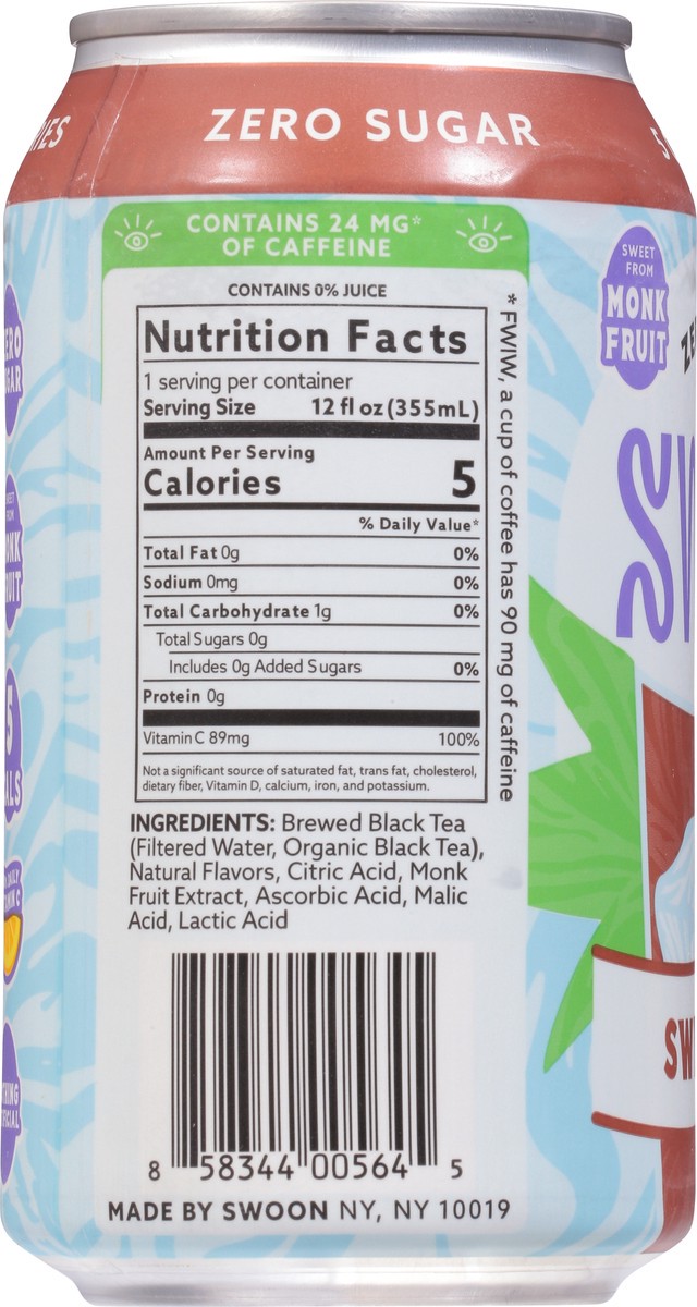 slide 2 of 9, Swoon Zero Sugar Sweet Tea - 12 fl oz,