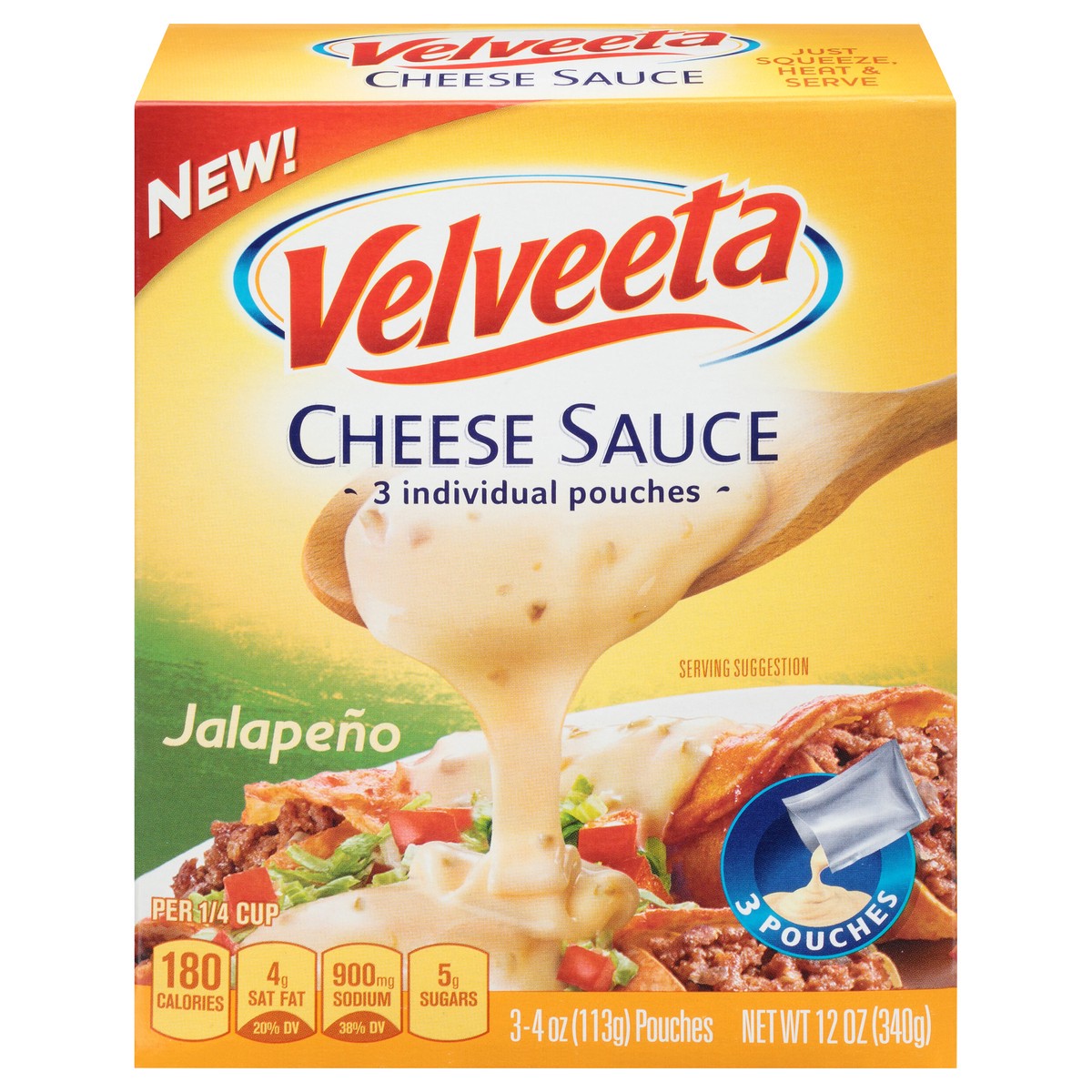 slide 3 of 14, Velveeta Jalapeno Cheese Sauce 4 - 3 oz Packs, 3 ct