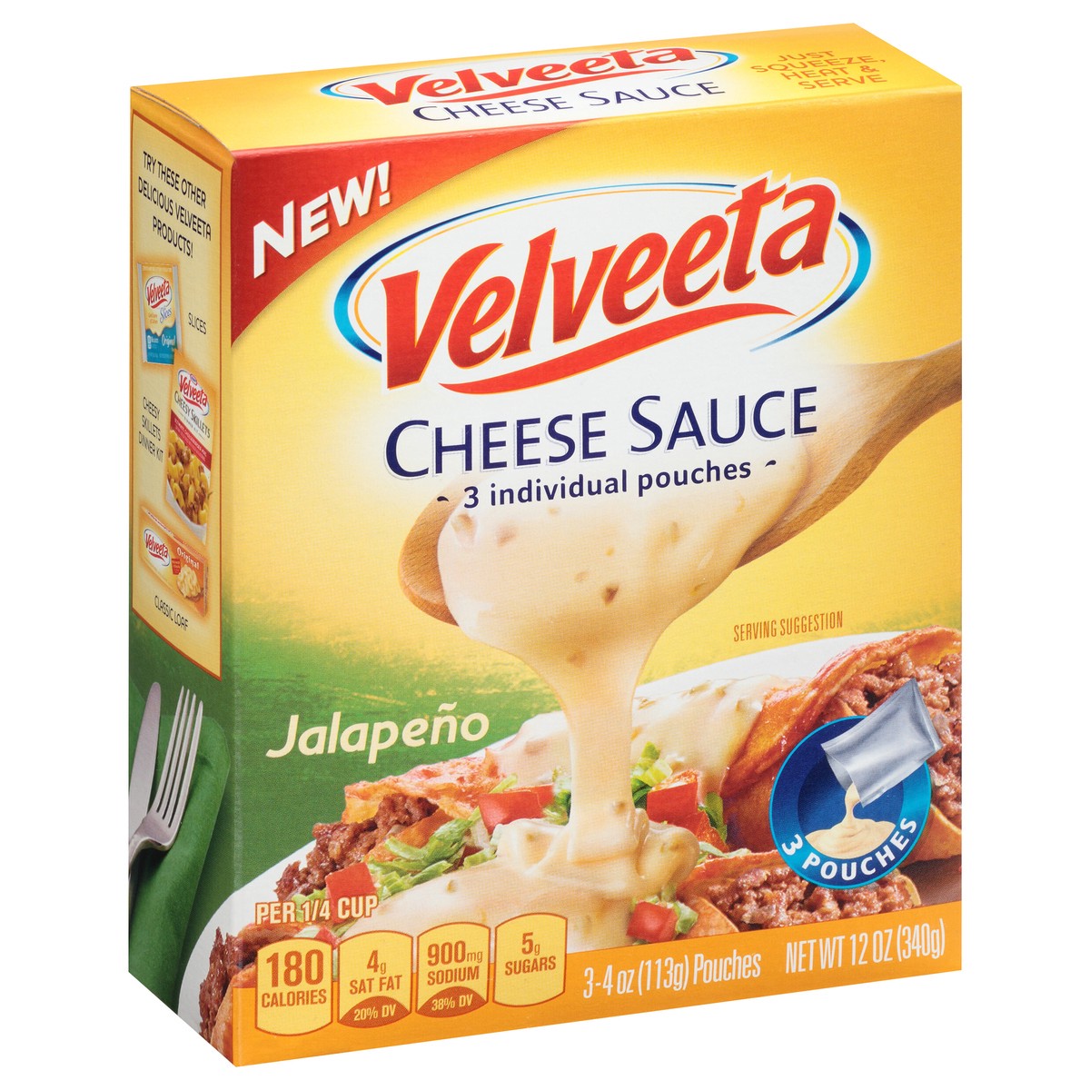 slide 4 of 14, Velveeta Jalapeno Cheese Sauce 4 - 3 oz Packs, 3 ct