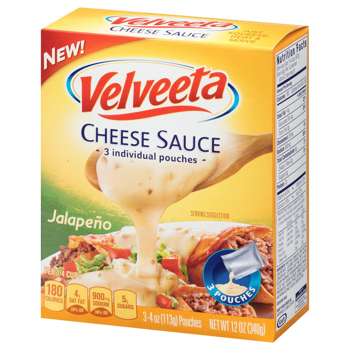 slide 5 of 14, Velveeta Jalapeno Cheese Sauce 4 - 3 oz Packs, 3 ct