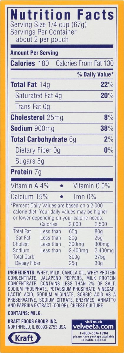 slide 8 of 14, Velveeta Jalapeno Cheese Sauce 4 - 3 oz Packs, 3 ct