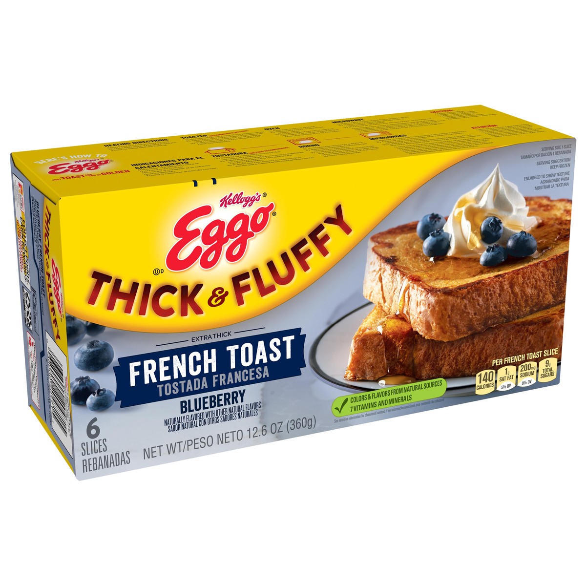 slide 2 of 10, Eggo Thick and Fluffy Blueberry Frozen French Toast, 12.6 oz