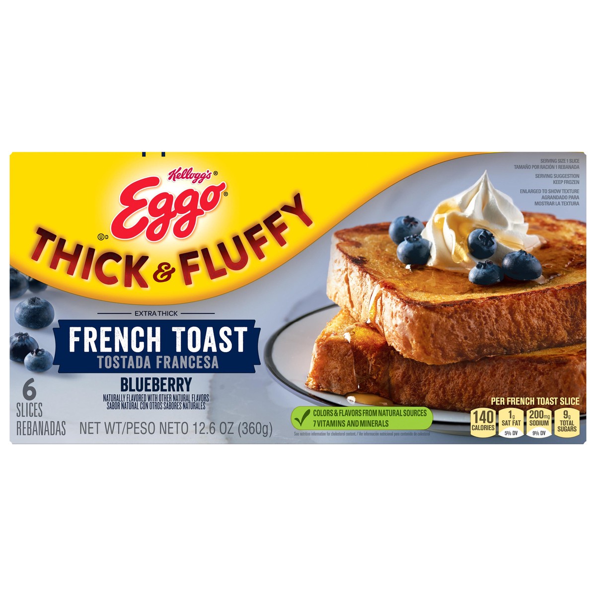 slide 1 of 10, Eggo Thick and Fluffy Blueberry Frozen French Toast, 12.6 oz