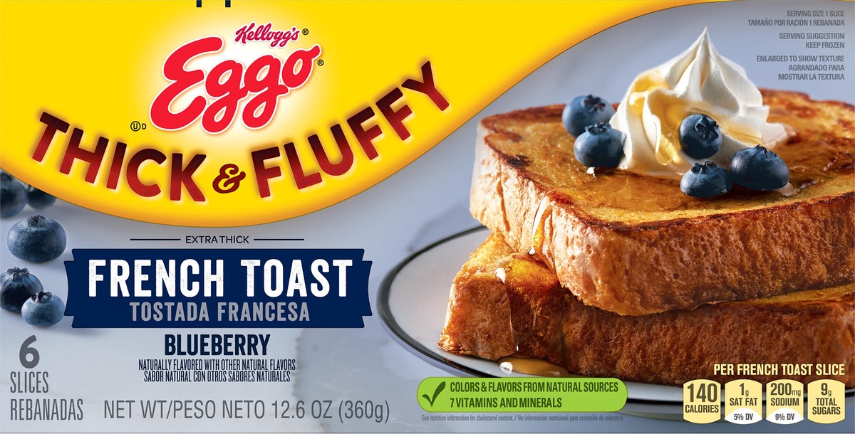 slide 8 of 10, Eggo Thick and Fluffy Blueberry Frozen French Toast, 12.6 oz