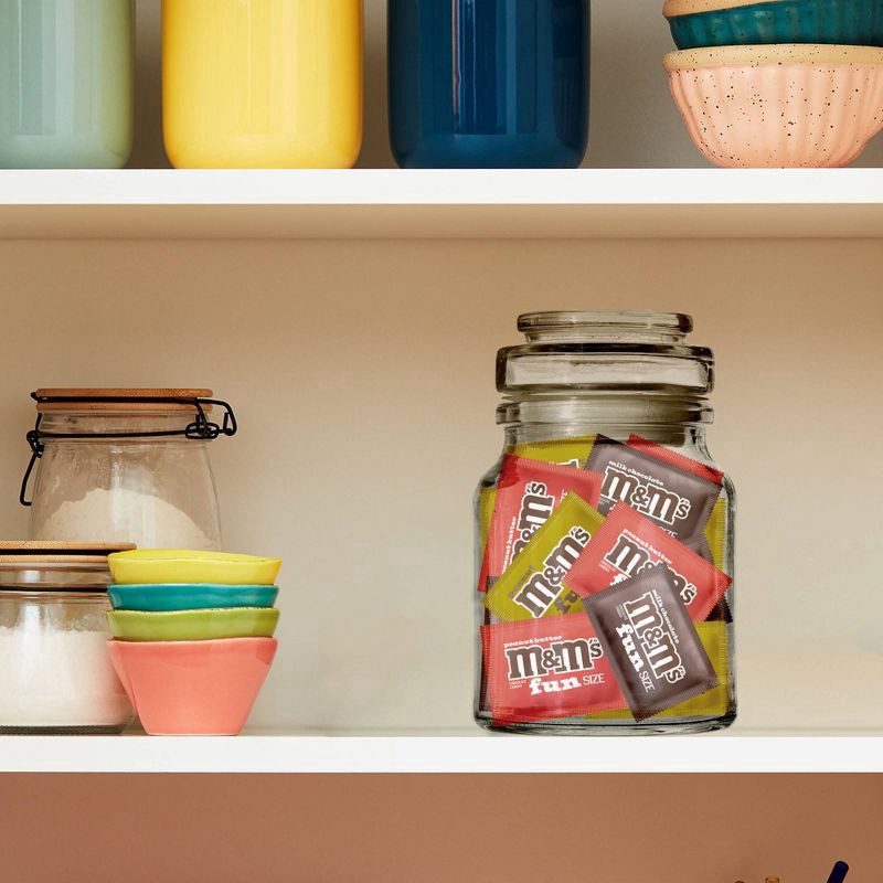 slide 2 of 8, M&M's Milk Chocolate, Peanut & Peanut Butter Candy Fun Size Variety Pack, Party Size - 19.41 Oz Bulk Bag, 19.4 oz