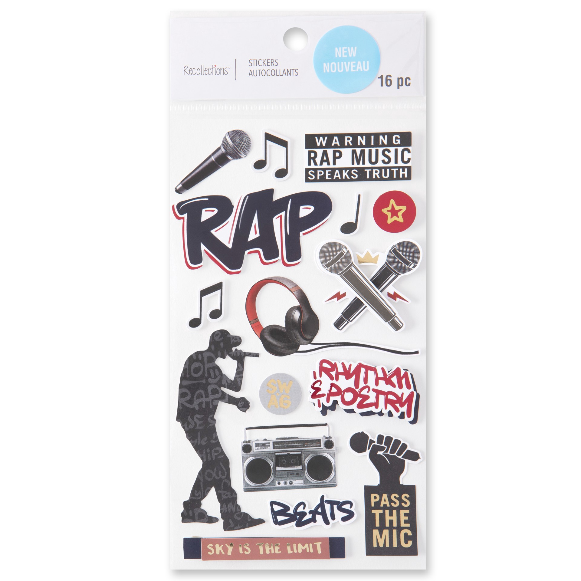 slide 5 of 6, Rap Music Stickers By Recollections, 3.875 in x 6.875 in