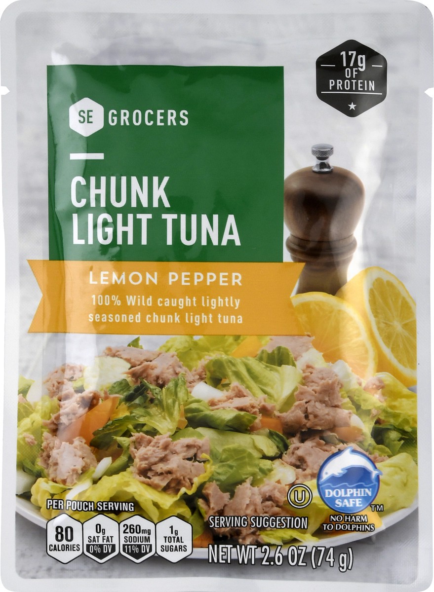 slide 4 of 9, Se Grocers Seg Pch Tuna Lem Pep, 2.6 oz