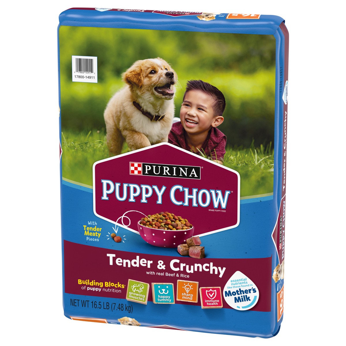 slide 4 of 14, Purina Puppy Chow High Protein Dry Puppy Food, Tender & Crunchy With Real Beef, 16.5 lb