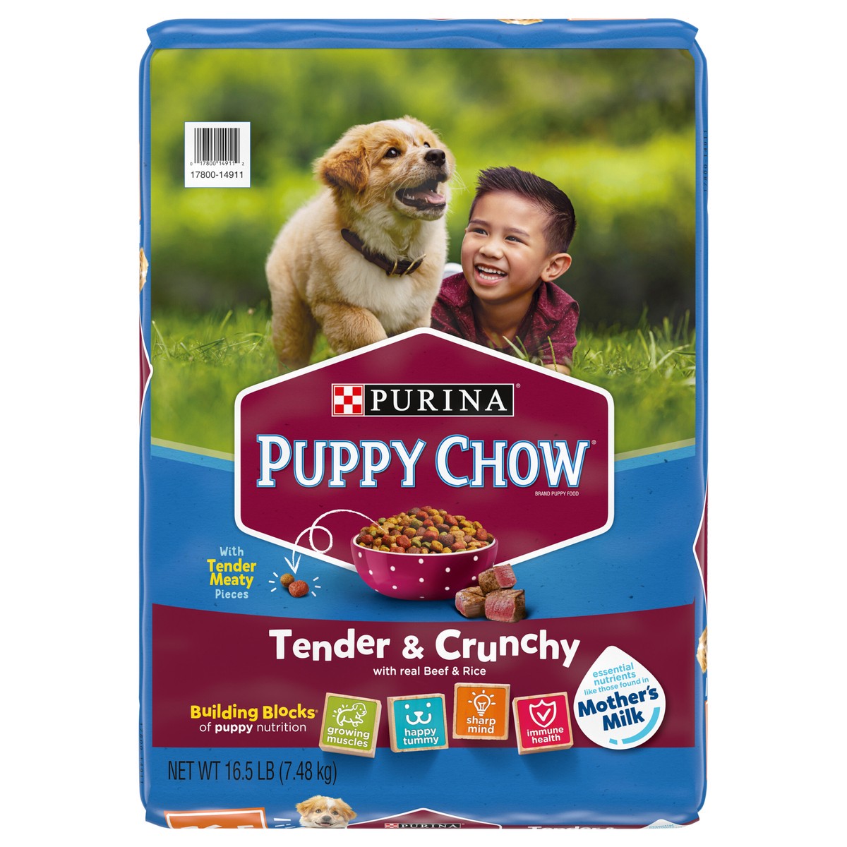 slide 3 of 14, Purina Puppy Chow High Protein Dry Puppy Food, Tender & Crunchy With Real Beef, 16.5 lb