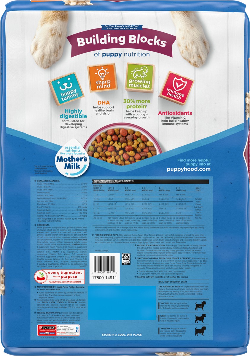 slide 10 of 14, Purina Puppy Chow High Protein Dry Puppy Food, Tender & Crunchy With Real Beef, 16.5 lb