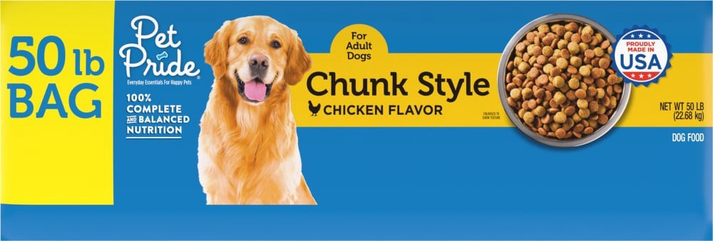slide 3 of 3, Pet Pride Chunk Style Chicken Flavor Dog Food, 50 lb