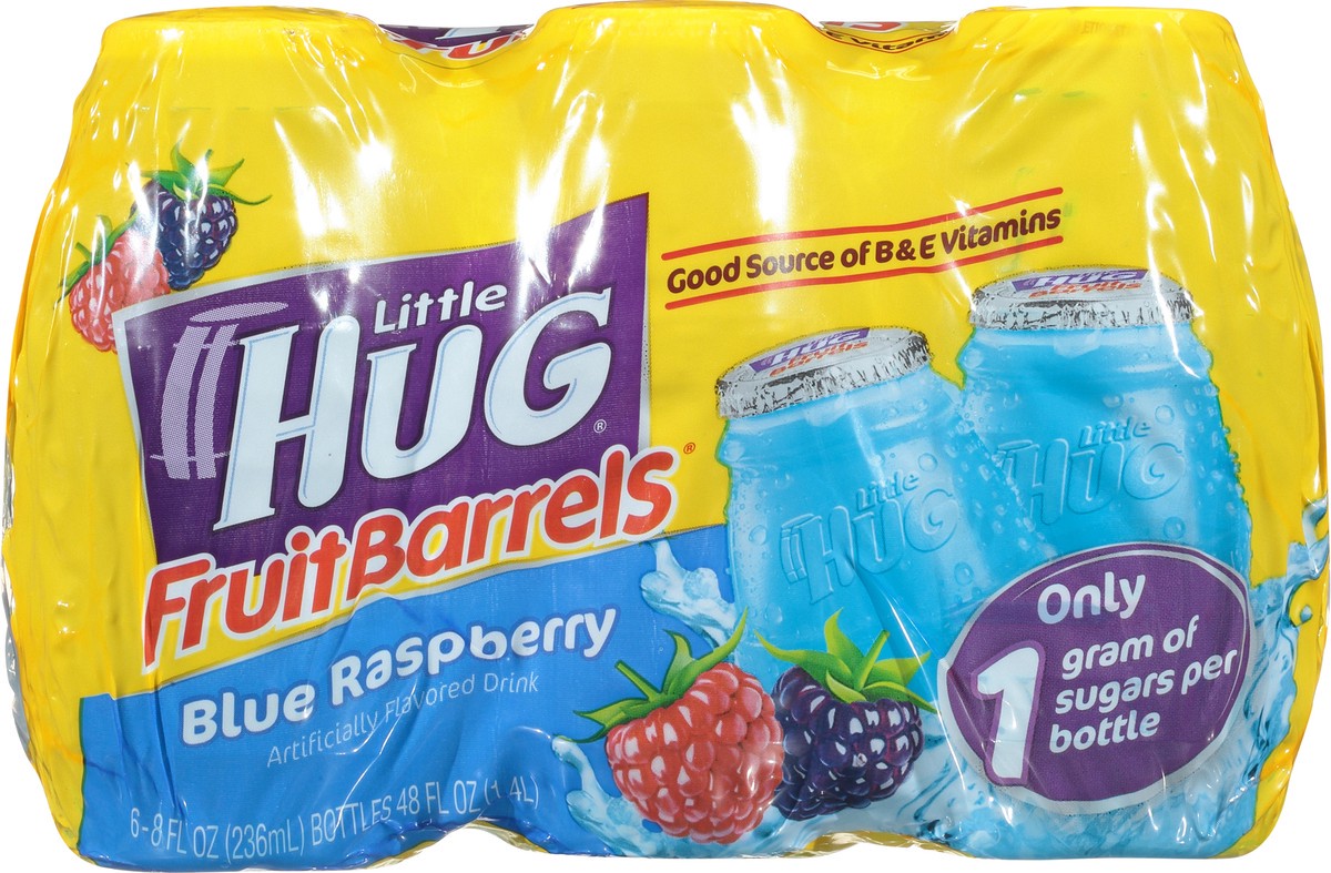 slide 11 of 13, Little Hug Fruit Barrels Blue Raspberry Flavored Drink 6 - 8 fl oz Bottles, 6 ct