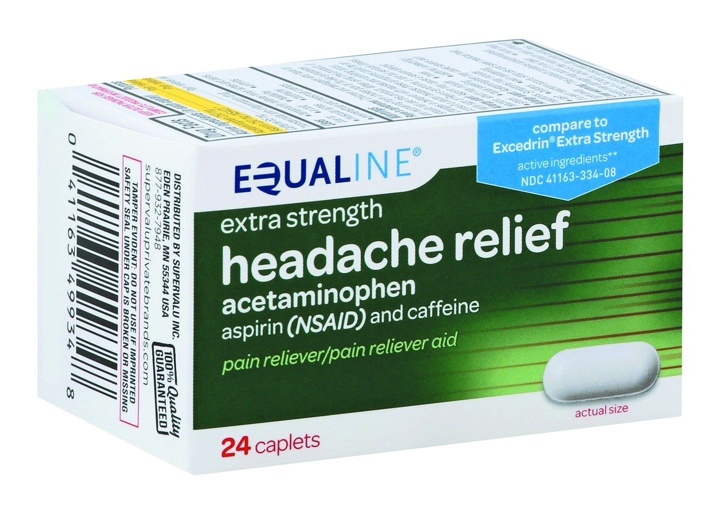 slide 1 of 1, Equaline Extra Strength Headache Relief Combo Caplets, 24 ct