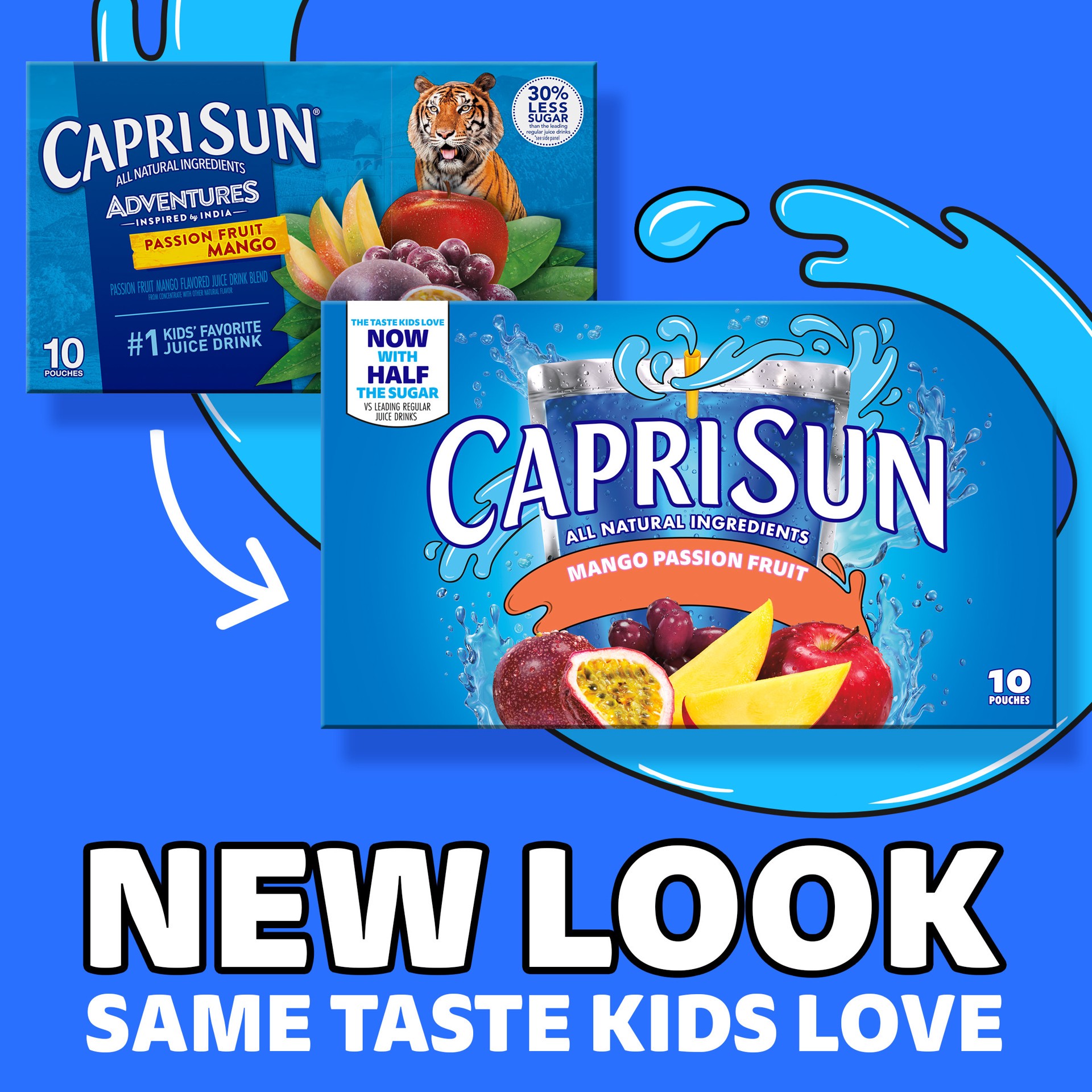 slide 2 of 5, Capri Sun Passionfruit Mango Flavored with other natural flavor Juice Drink Blend, 10 ct Box, 6 fl oz Pouches, 60 fl oz