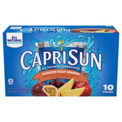 Capri Sun Passionfruit Mango Flavored with other natural flavor Juice Drink Blend, 10 ct Box, 6 fl oz Pouches