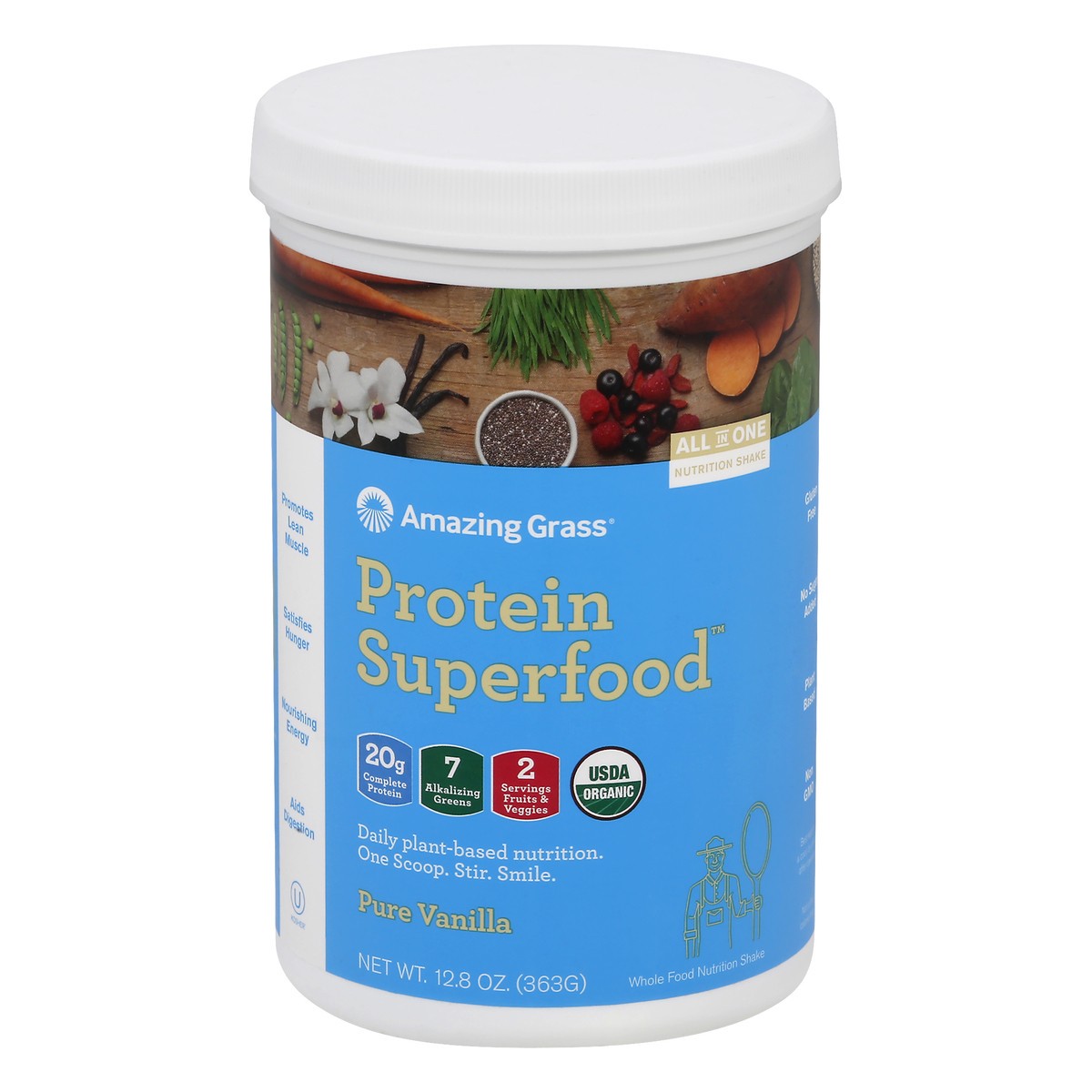 slide 3 of 9, Amazing Grass Superfood Vanilla Protein, 12 oz