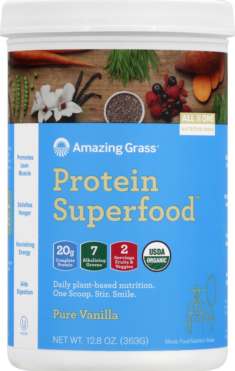 slide 6 of 9, Amazing Grass Superfood Vanilla Protein, 12 oz