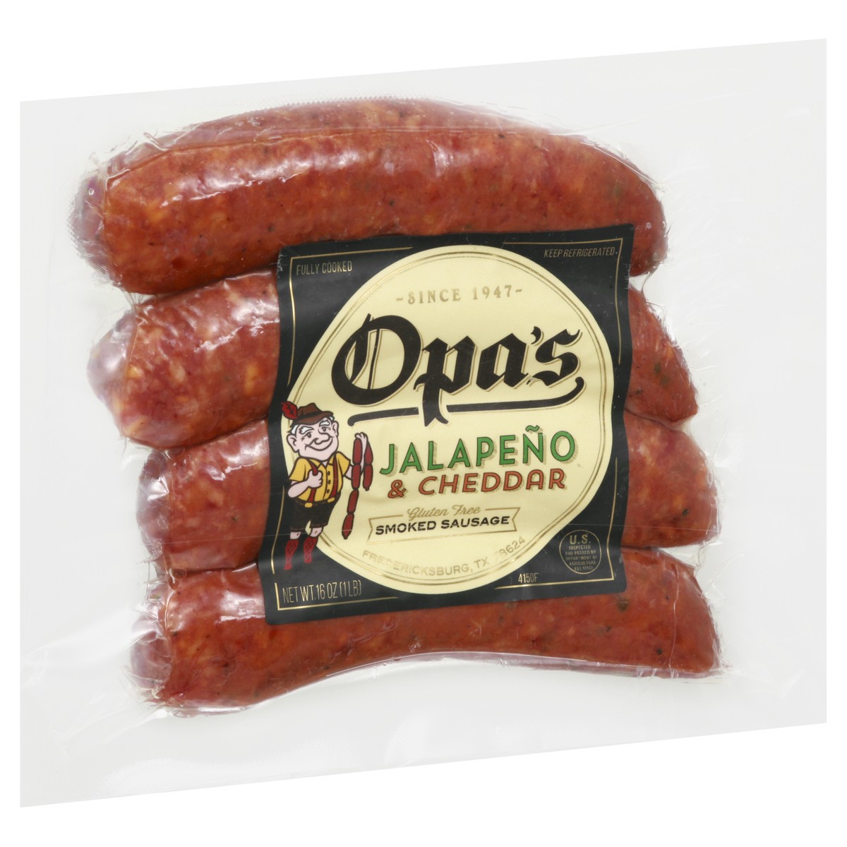 slide 9 of 13, Opa's Jalapeno & Cheddar Smoked Sausage 16 oz, 16 oz