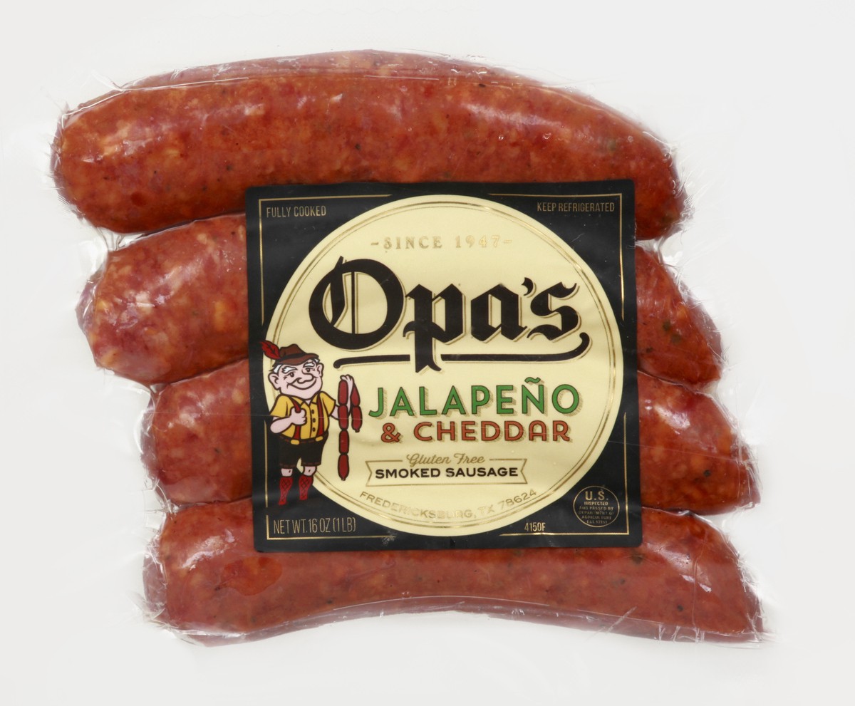 slide 7 of 13, Opa's Jalapeno & Cheddar Smoked Sausage 16 oz, 16 oz