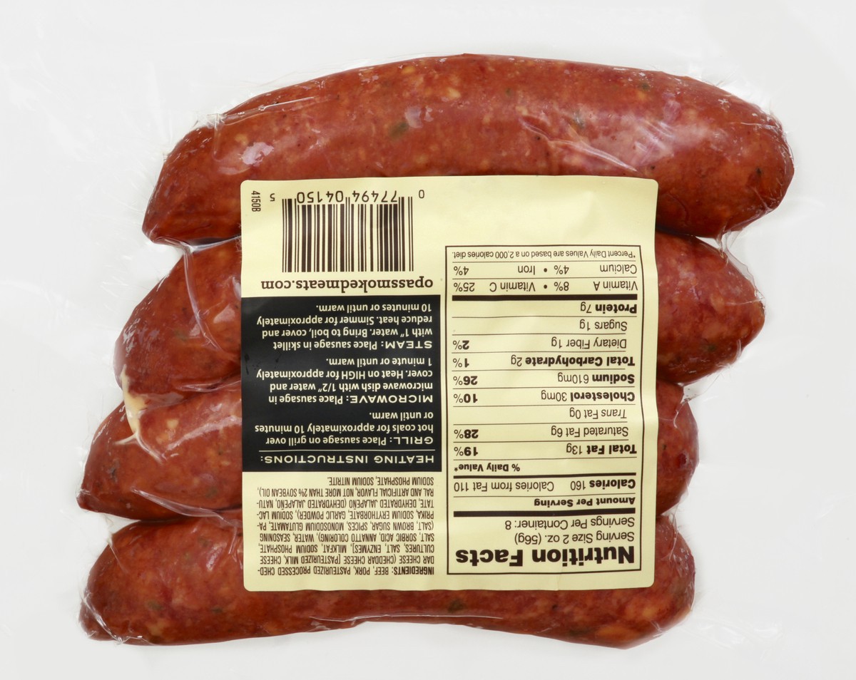 slide 3 of 13, Opa's Jalapeno & Cheddar Smoked Sausage 16 oz, 16 oz