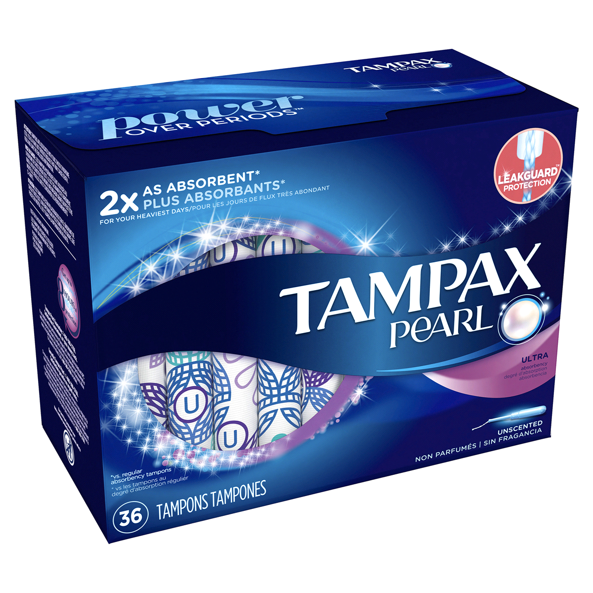 slide 2 of 8, Tampax Pearl Plastic Unscented Ultra Absorbency Tampons, 36 ct