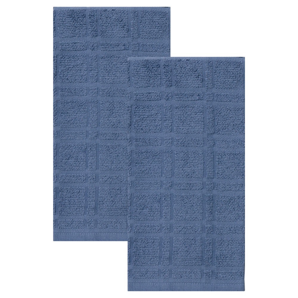 slide 2 of 3, Everyday Living Waffle Kitchen Towels - Federal Blue, 2 ct