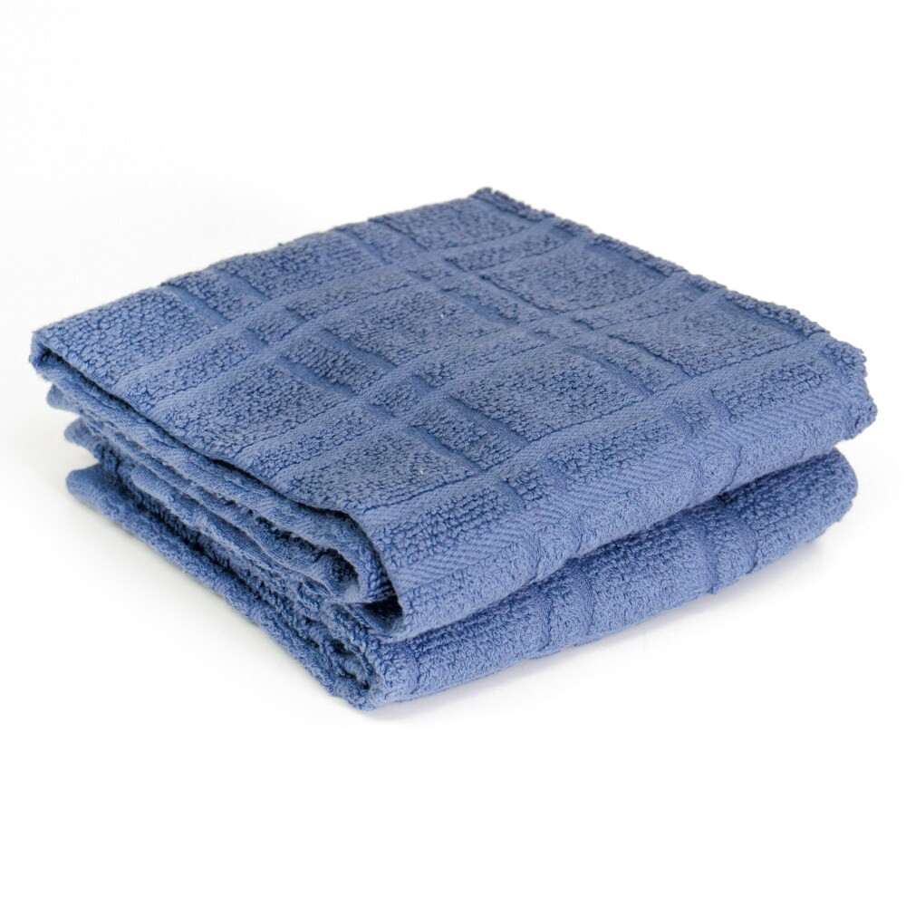 slide 3 of 3, Everyday Living Waffle Kitchen Towels - Federal Blue, 2 ct
