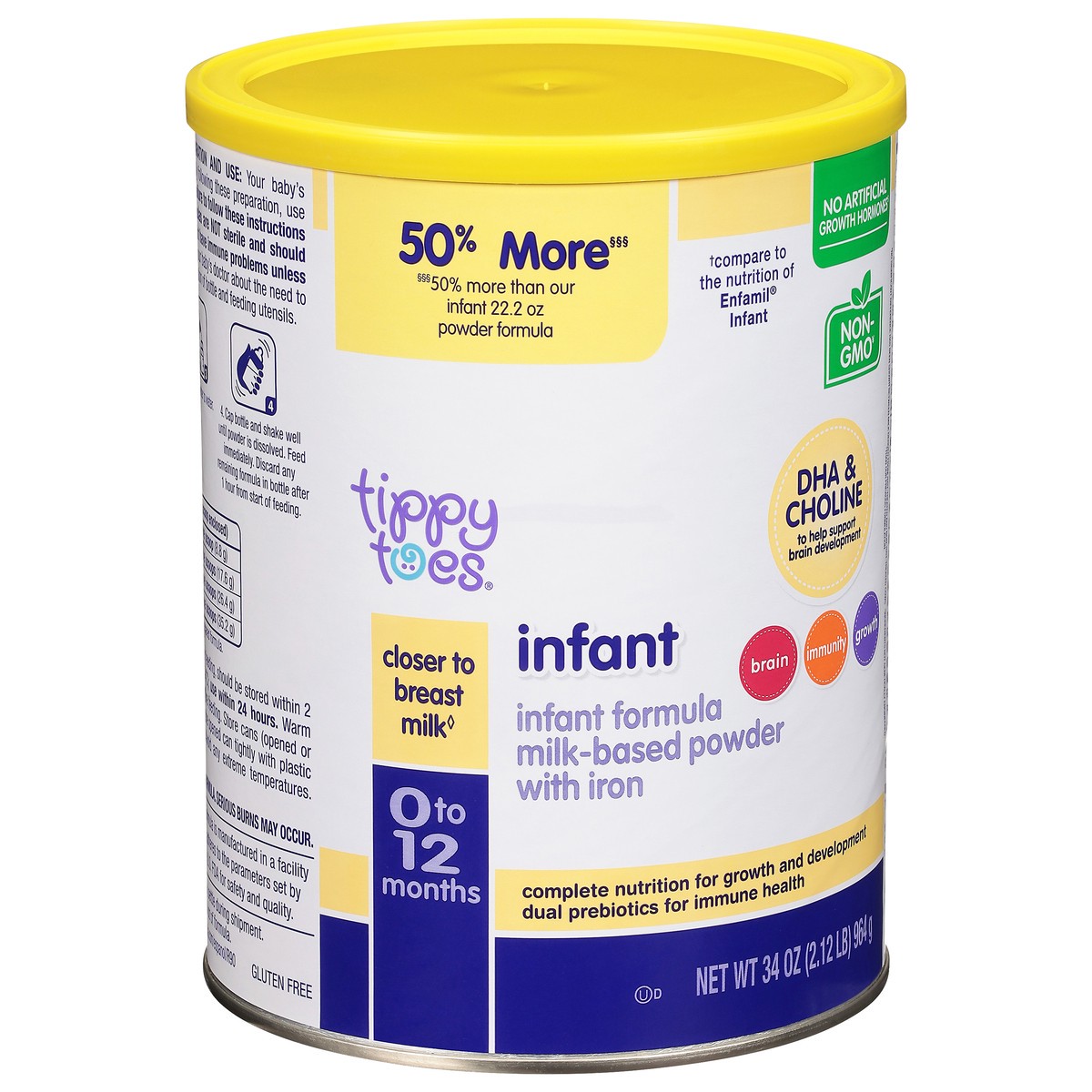 slide 8 of 15, Tippy Toes Milk-Based Powder with Iron 0 to 12 Months Infant Formula 34 oz, 33.2 oz