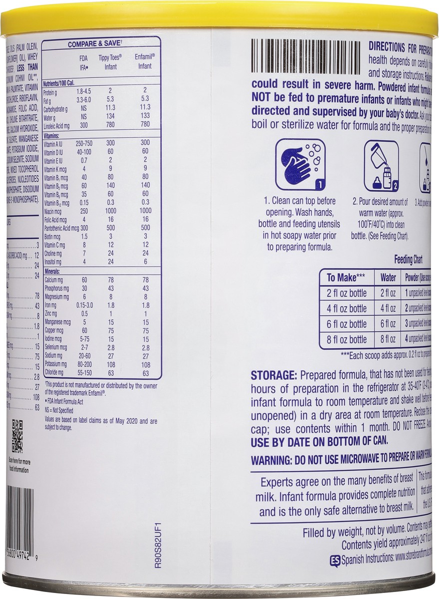 slide 4 of 15, Tippy Toes Milk-Based Powder with Iron 0 to 12 Months Infant Formula 34 oz, 33.2 oz