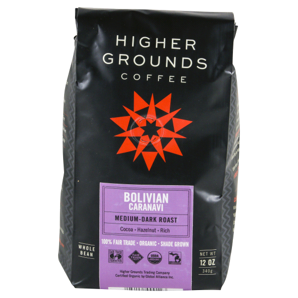 slide 1 of 1, Higher Grounds Whole Bean Bolivian Caranavi Coffee, 12 oz