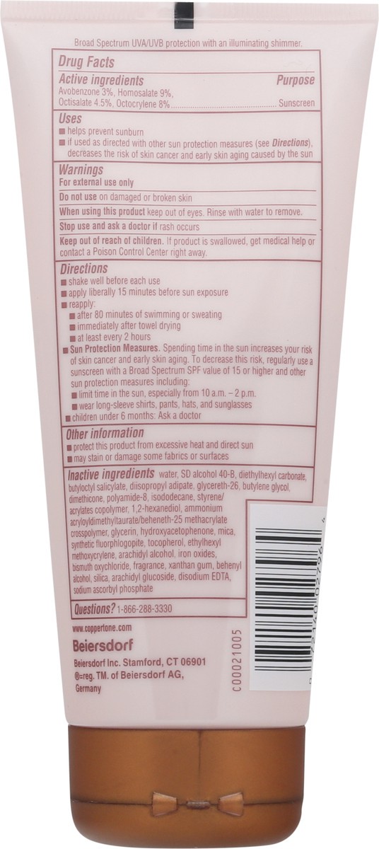 slide 2 of 9, Coppertone Glow Shimmer Broad Spectrum SPF 50 Sunscreen Lotion 5 fl oz, 5 fl oz