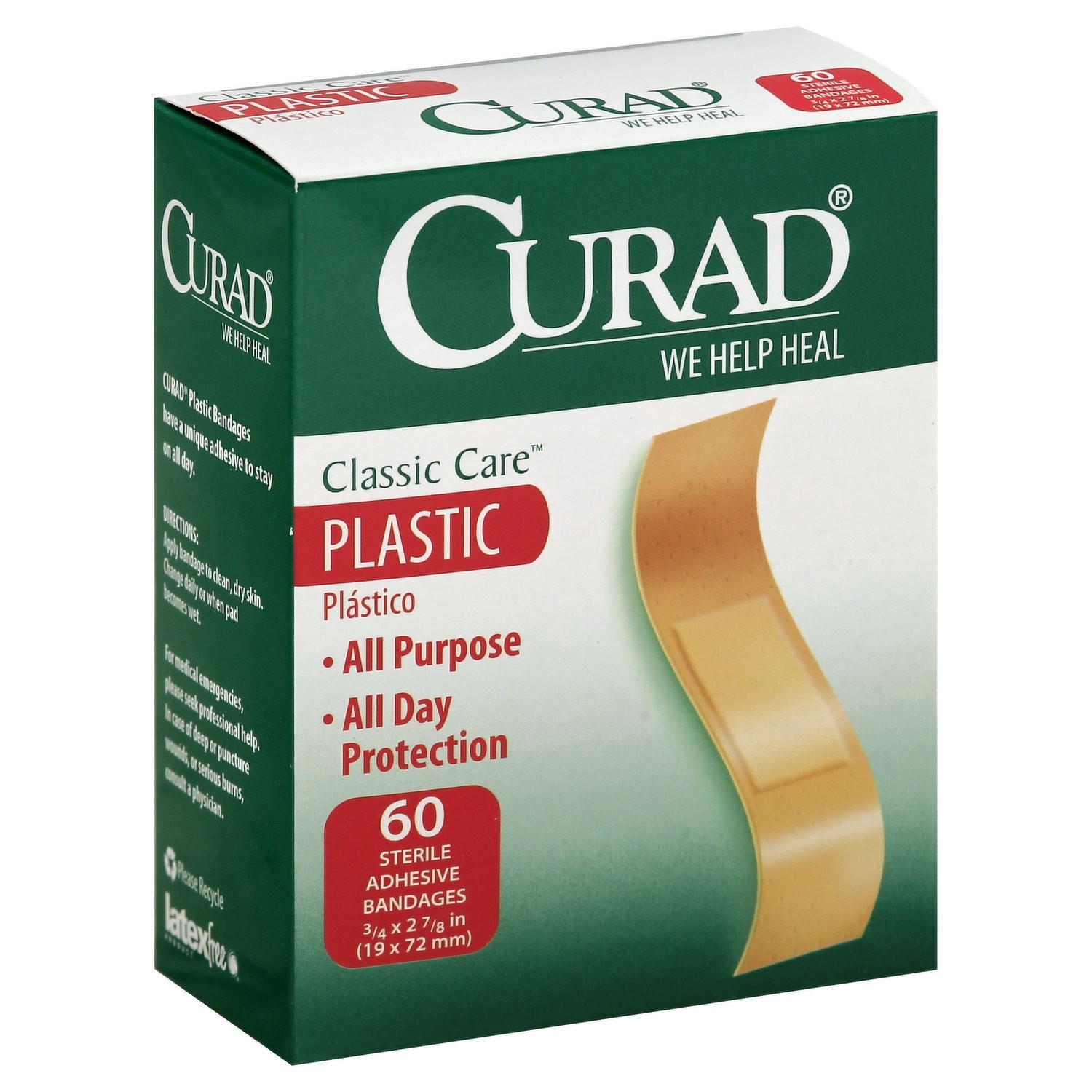 slide 1 of 1, CURAD Bandages, Adhesive, Plastic, 60 Each, 60 ct