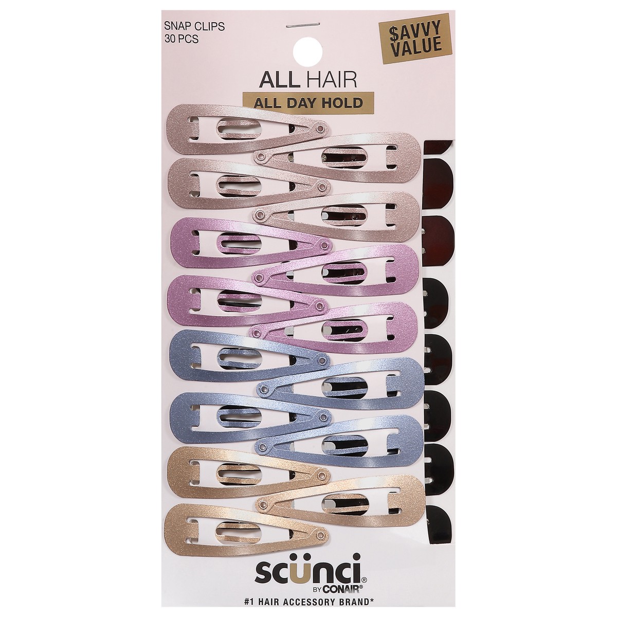 slide 1 of 7, scünci All Hair Snap Clips 30 ea, 30 ct