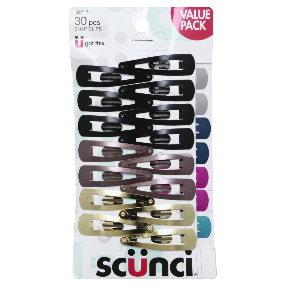 slide 5 of 7, scünci All Hair Snap Clips 30 ea, 30 ct