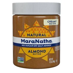 MaraNatha No Stir Creamy Natural No Sugar or Salt Added California Almond Butter 12 oz. Jar