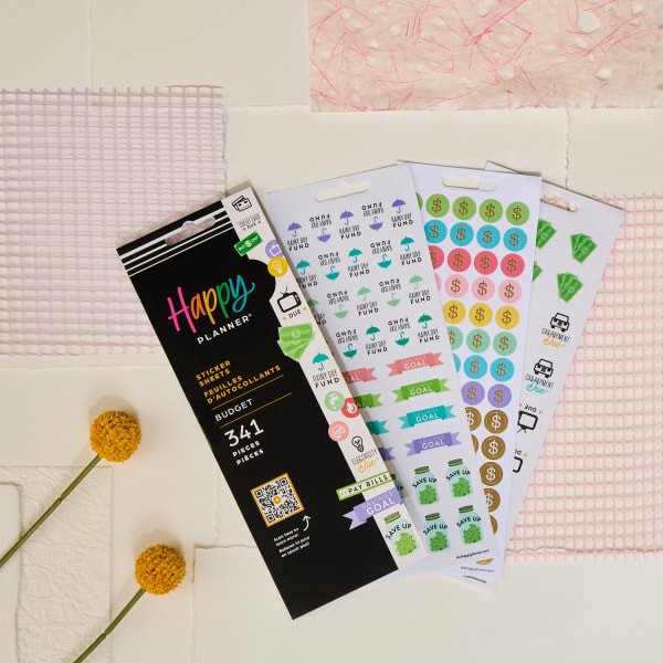 slide 3 of 5, Happy Planner Budget Financial Sticker Pack, Multicolor, 8 Sticker Sheets, 1 ct