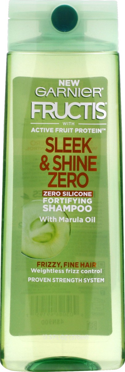 slide 5 of 6, Garnier With Active Fruit Protein Sleek & Shine Zero Fortifying Shampoo With Marula Oil, 12.5 oz