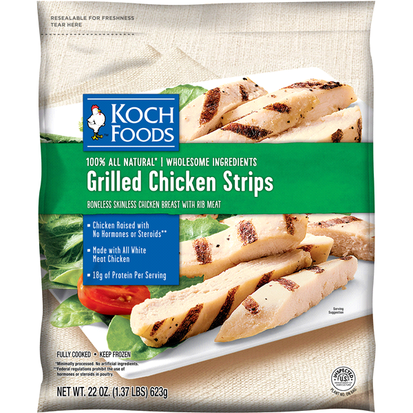 slide 1 of 1, Koch Foods Grill Chicken Strips, 22 oz