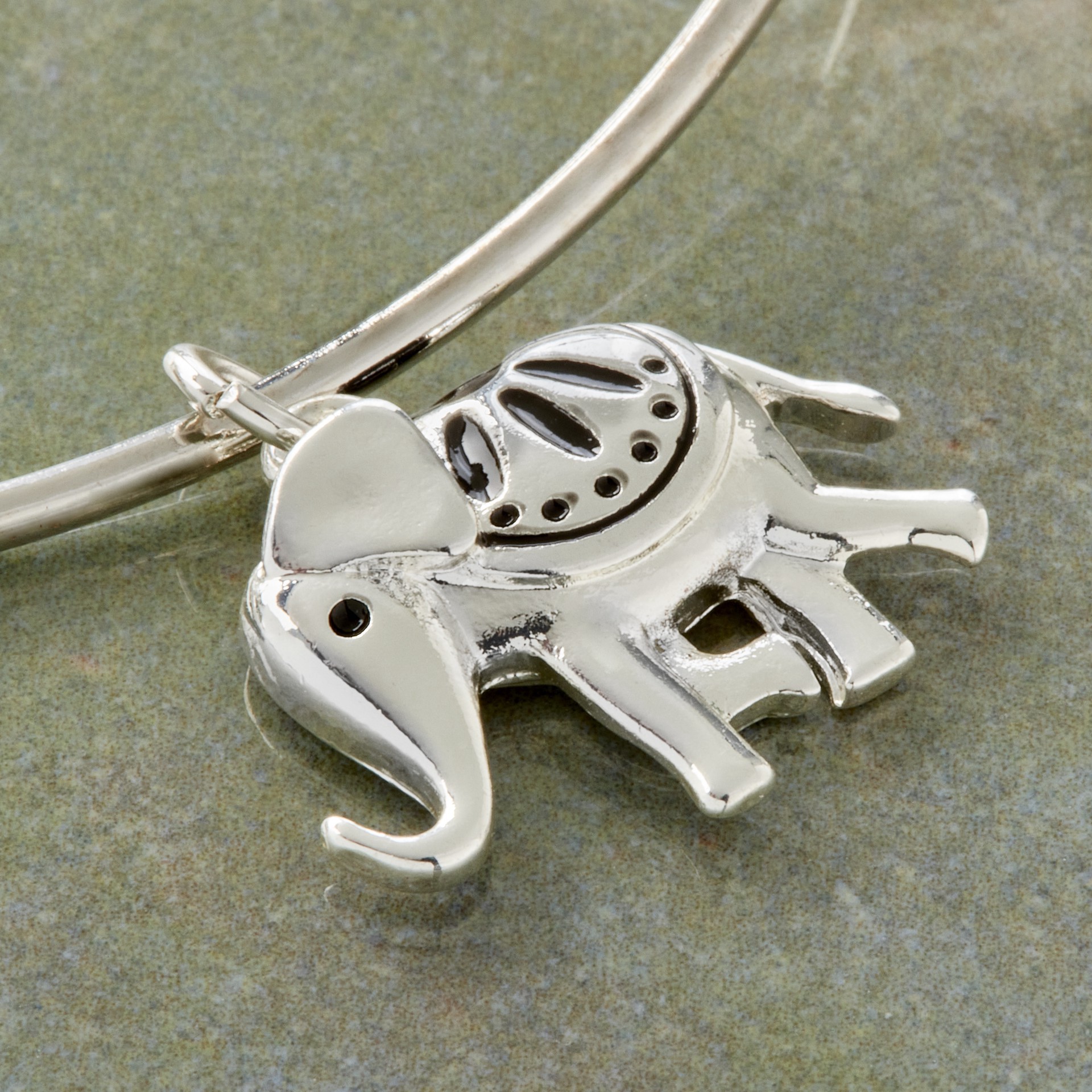 slide 2 of 4, Charmalong Antique Silver Plated Elephant Charm By Bead Landing, 0.79 in x 0.83 in x 0.2 in