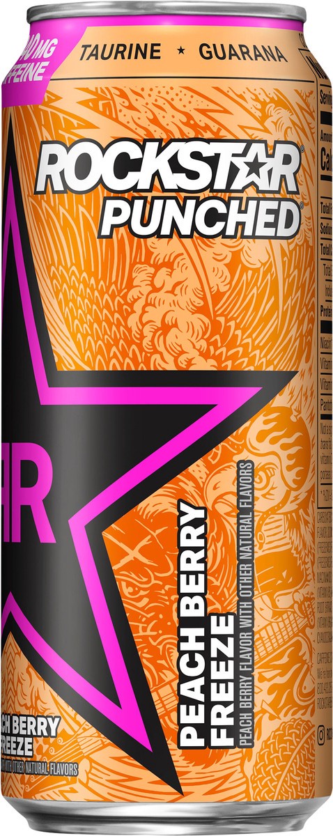 slide 2 of 5, Rockstar Punched Energy Drink Peach Berry Freeze 16 Fl Oz, 16 fl oz