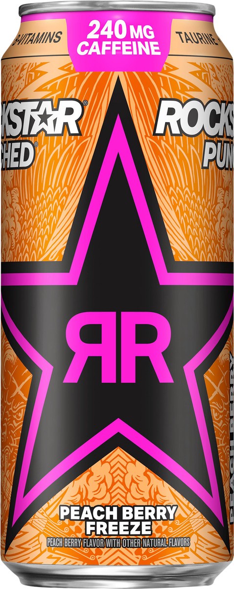 slide 3 of 5, Rockstar Punched Energy Drink Peach Berry Freeze 16 Fl Oz, 16 fl oz