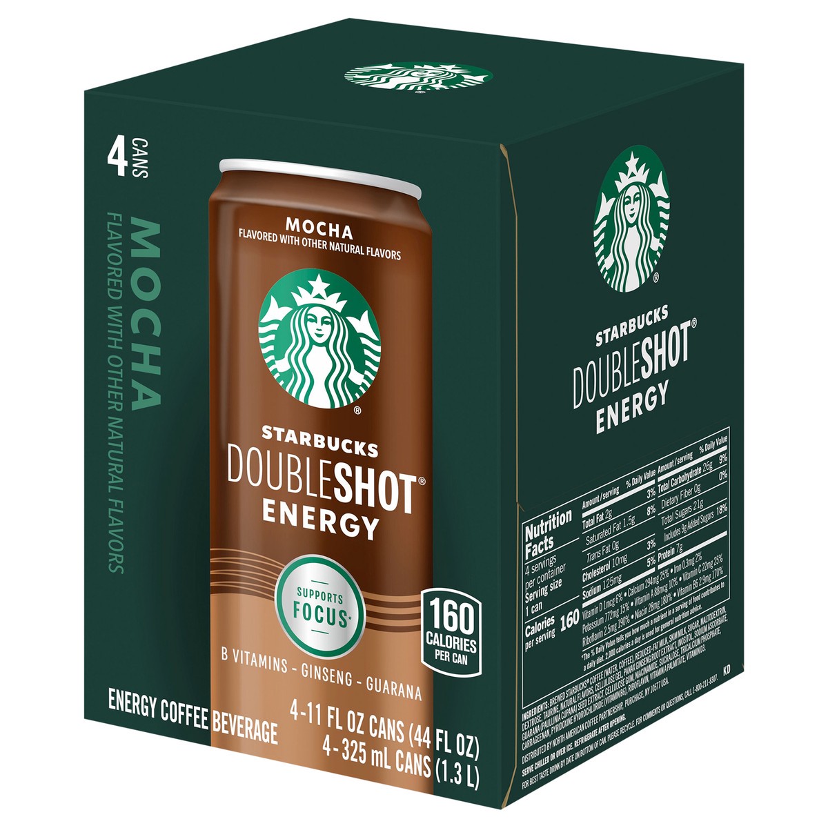 slide 3 of 7, Starbucks Doubleshot Energy Energy Coffee Beverage Mocha 11 Fl Oz 4 Count Cans, 4 ct; 11 fl oz