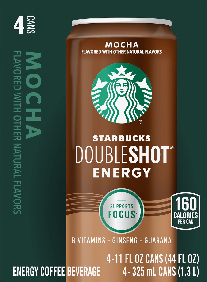 slide 4 of 7, Starbucks Doubleshot Energy Energy Coffee Beverage Mocha 11 Fl Oz 4 Count Cans, 4 ct; 11 fl oz