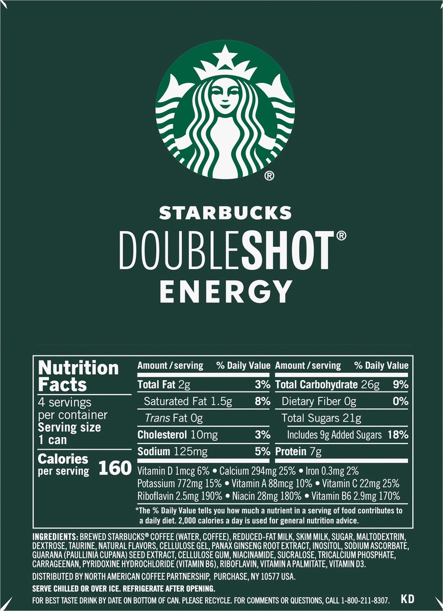 slide 5 of 7, Starbucks Doubleshot Energy Energy Coffee Beverage Mocha 11 Fl Oz 4 Count Cans, 4 ct; 11 fl oz
