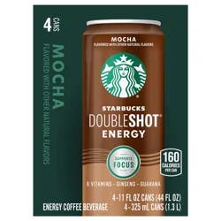 Starbucks Doubleshot Energy Energy Coffee Beverage Mocha - 4 ct; 11 fl oz