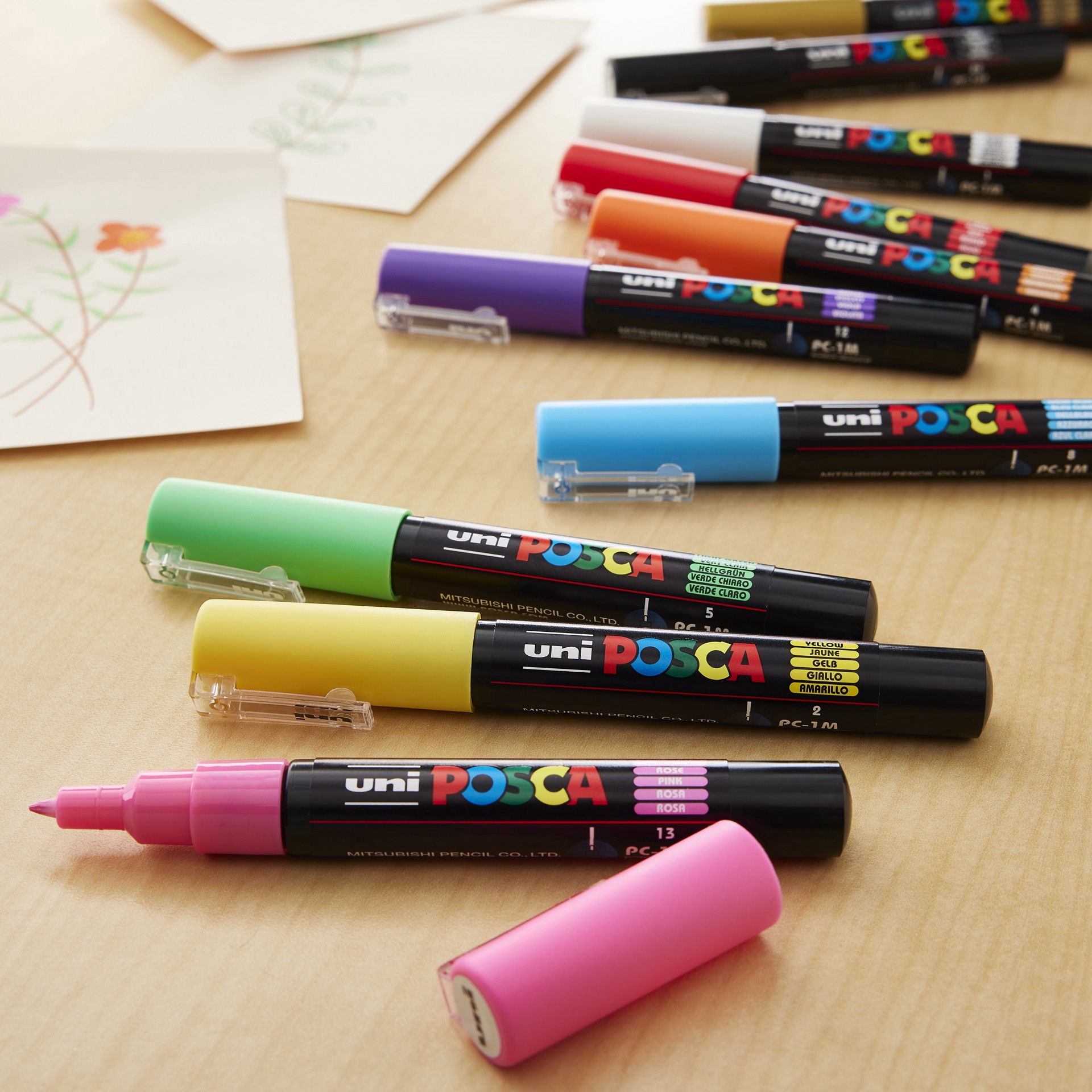 slide 3 of 4, Uni Posca Pc-3m 16 Color Fine Tip Paint Marker Set, 0.9mm - 1.3mm