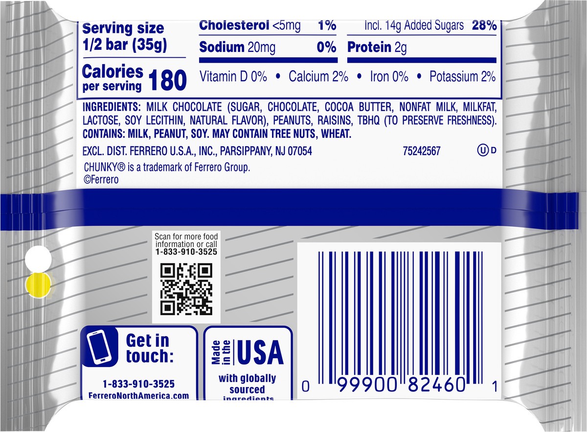 slide 5 of 9, Chunky -Ferrero Chunky Candy Bar Share Pack, 2.5 oz
