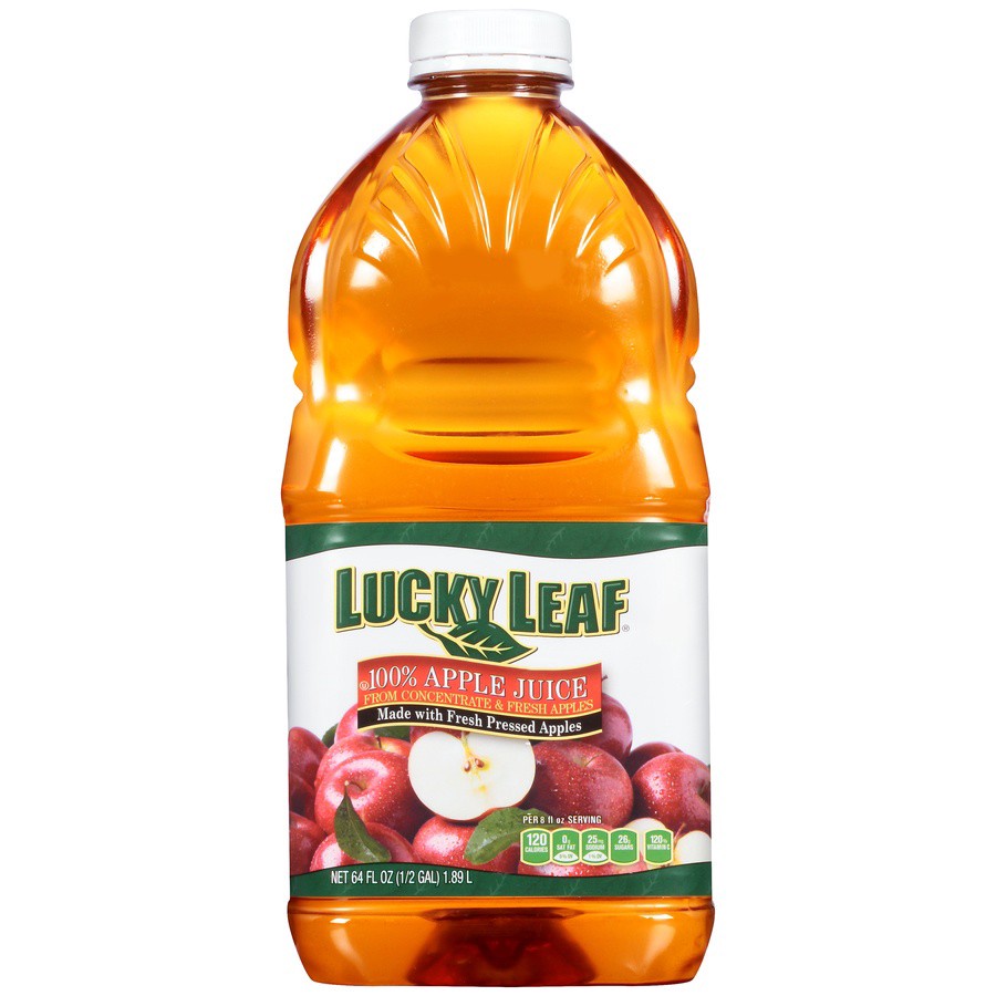 slide 1 of 6, Lucky Leaf Premium Plus 100% Apple Juice - 64 fl oz, 64 fl oz